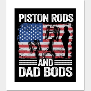 Piston Rods And Dad Bods Funny Mechanic Posters and Art